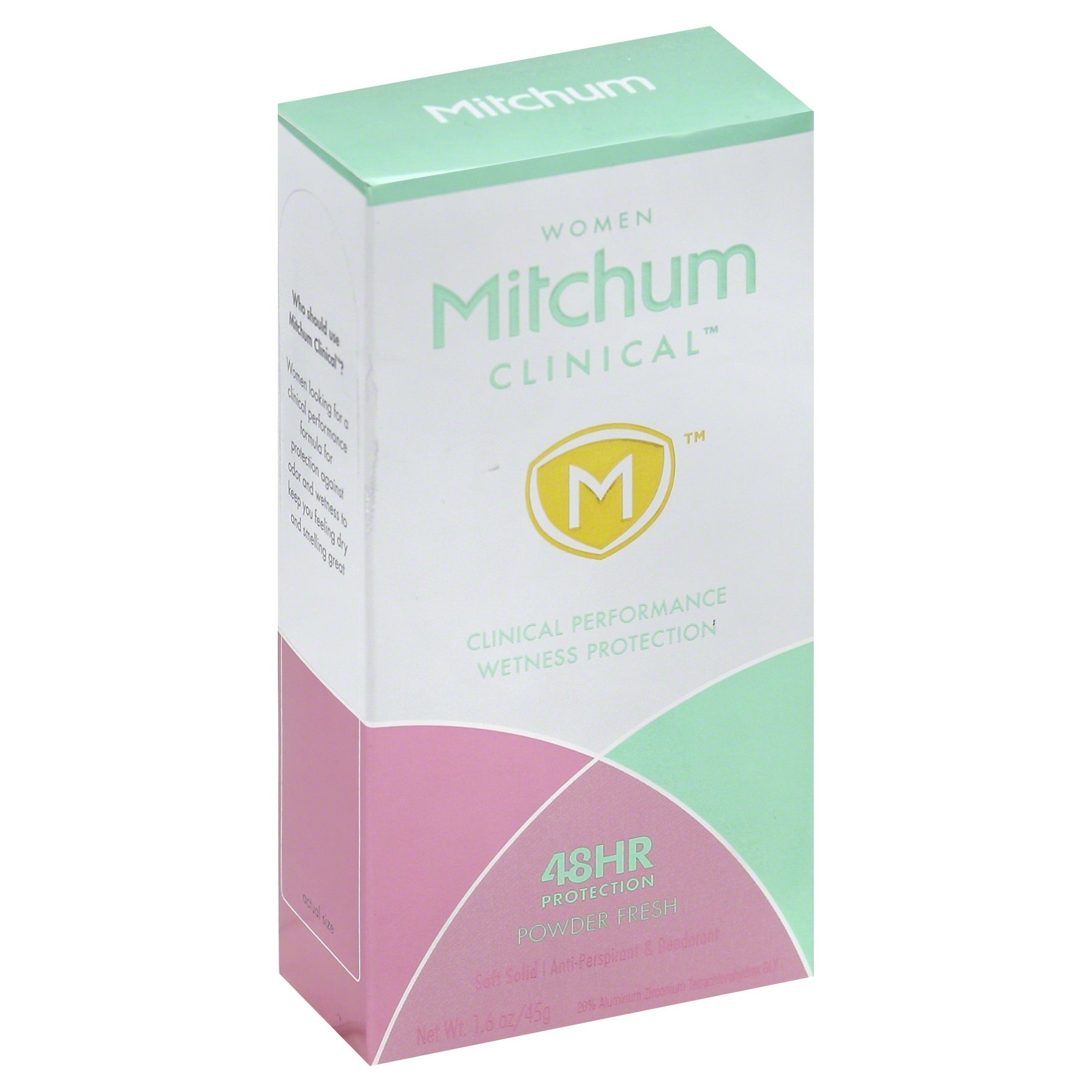 slide 1 of 3, Mitchum Women Clinical Powder Fresh Soft Solid Anti-Perspirant & Deodorant, 1.6 oz
