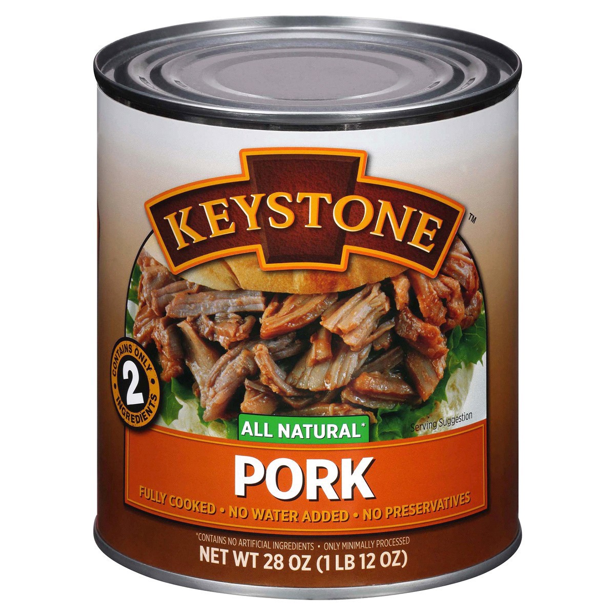 slide 1 of 9, Keystone Heat & Serve Pork, 28 oz