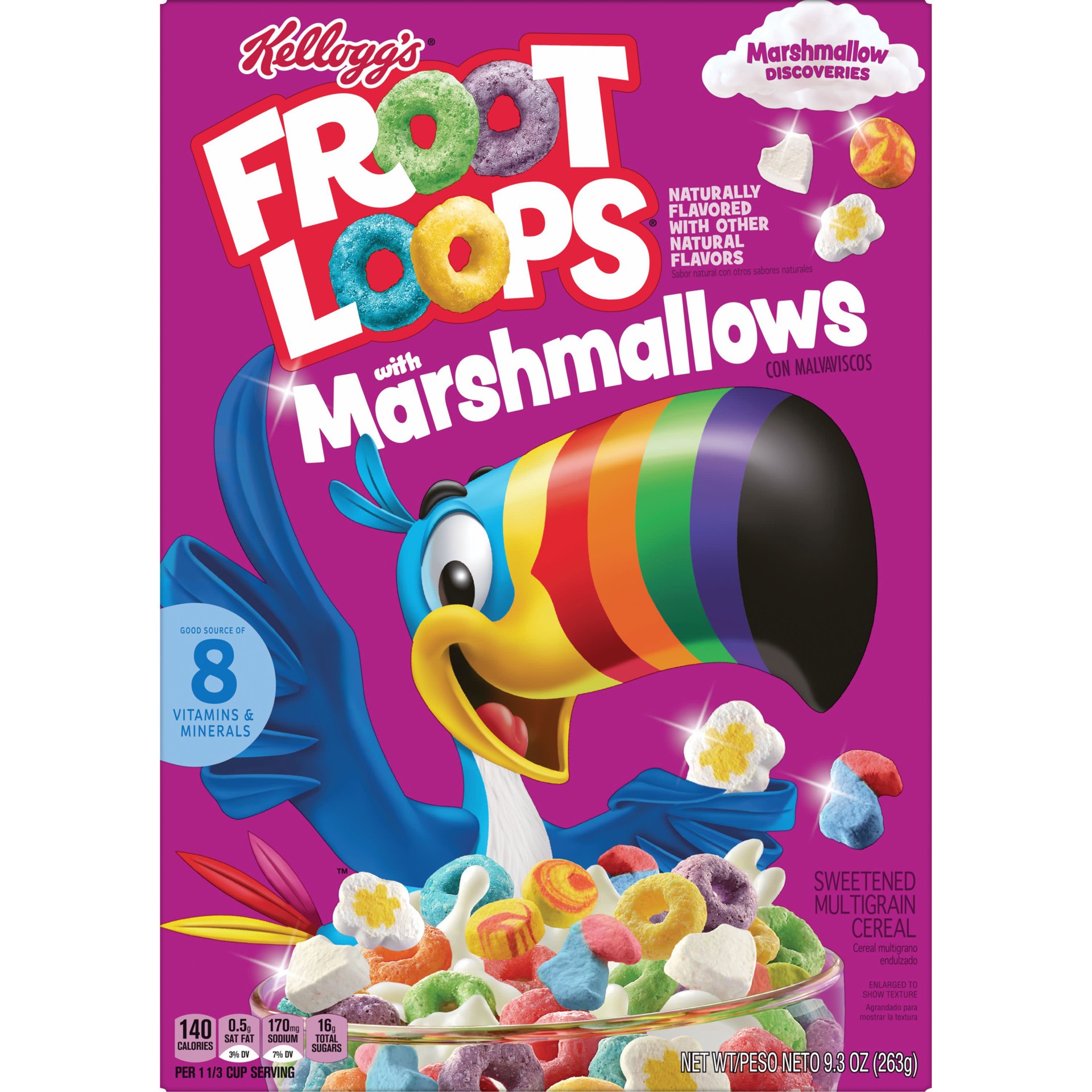 slide 4 of 5, Froot Loops Kellogg's Froot Loops Breakfast Cereal Original with Marshmallows, Kids Cereal, 9.3 oz, 9.3 oz