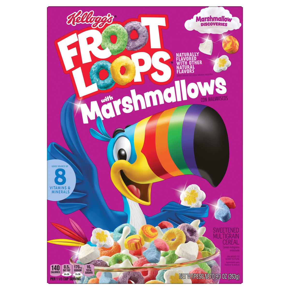 slide 1 of 5, Froot Loops Kellogg's Froot Loops Breakfast Cereal Original with Marshmallows, Kids Cereal, 9.3 oz, 9.3 oz