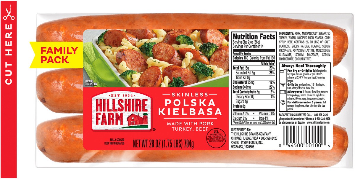 slide 2 of 2, Hillshire Farm Skinless Polska Kielbasa, 28 oz