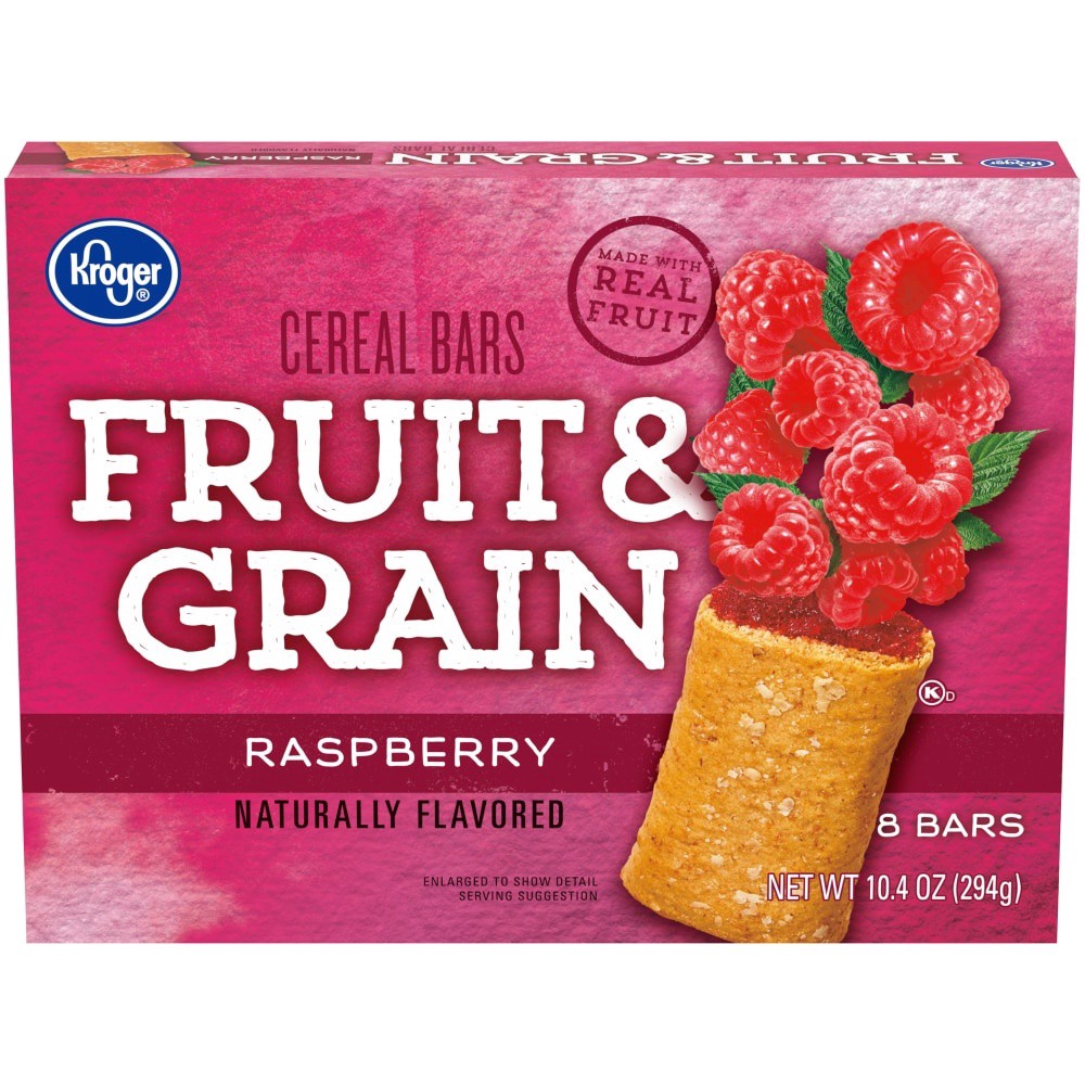 slide 1 of 3, Kroger Fruit Grain Raspberry Cereal Bars, 8 ct  1.23 oz