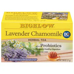 Bigelow Herbal Tea, Caffeine Free, Plus Probiotics, Lavender Chamomile, Tea Bags