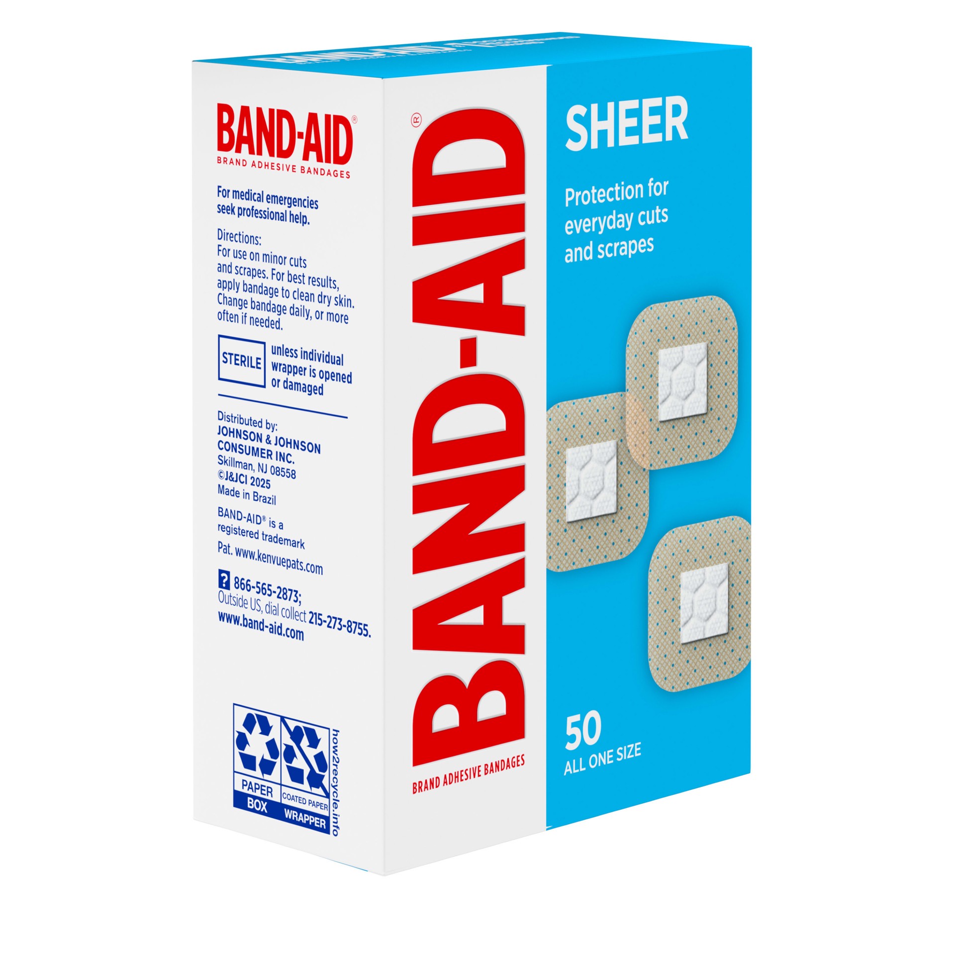 slide 5 of 6, BAND-AID Brand Square Sheer Spots Adhesive Bandages, One Size, 50 ct, 20 ct