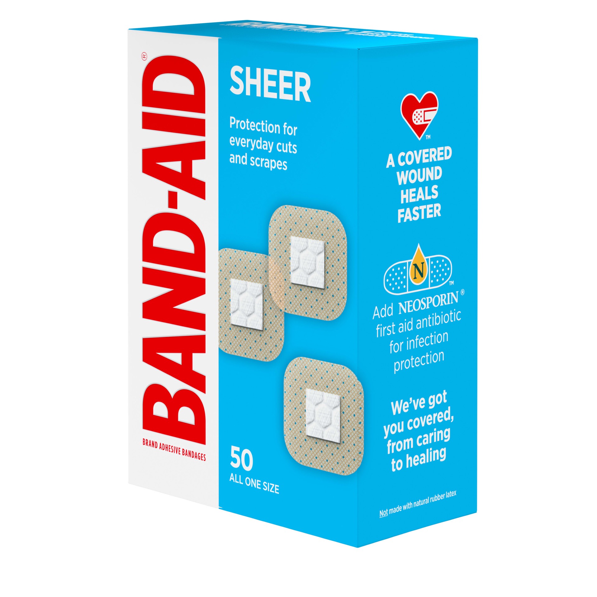 slide 4 of 6, BAND-AID Brand Square Sheer Spots Adhesive Bandages, One Size, 50 ct, 20 ct