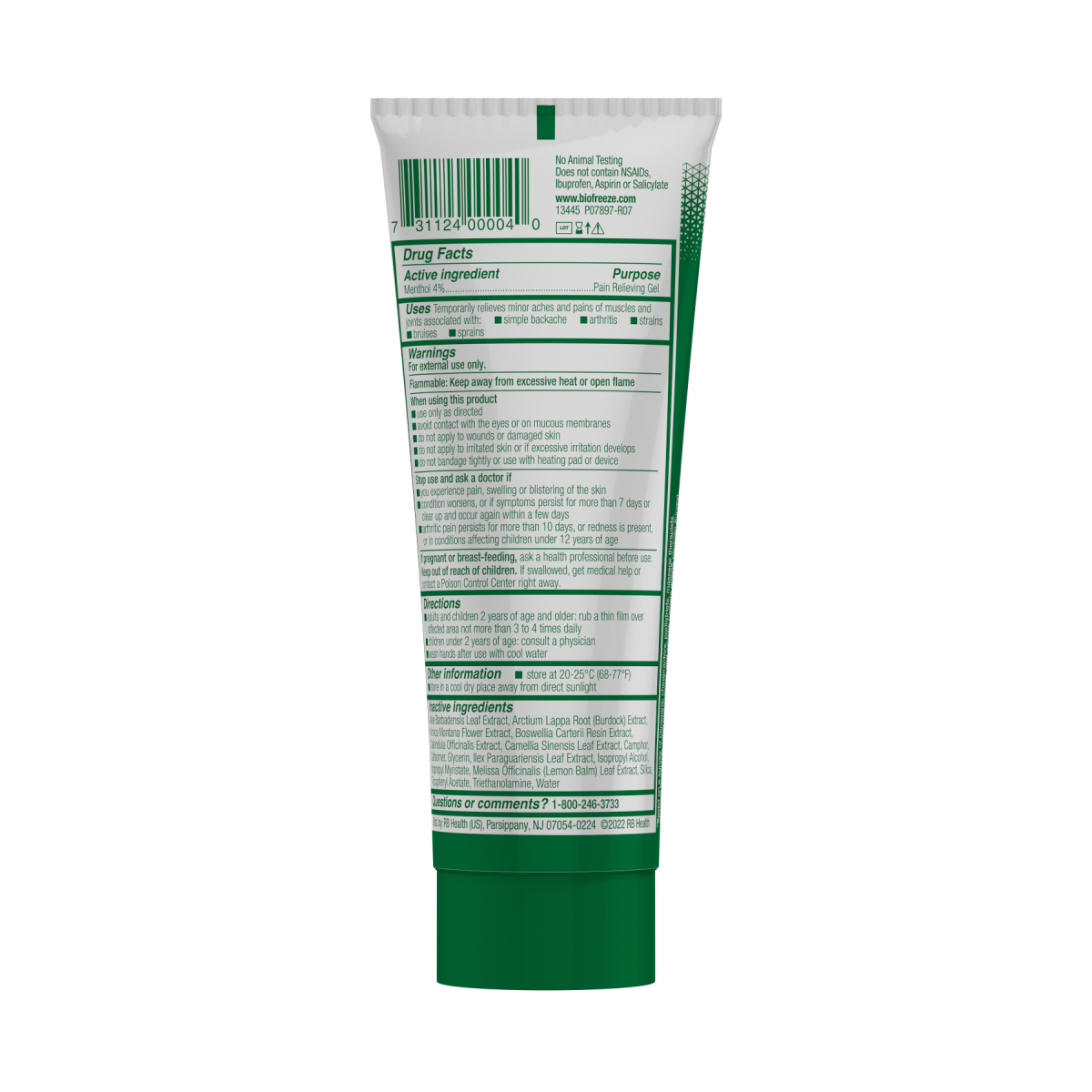 slide 2 of 2, Biofreeze Pain Relief Gel, 3 oz. Tube, Colorless, 3 fl oz