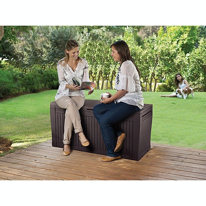 slide 5 of 6, Keter Comfy Outdoor Storage Box - Brown, 71 gal