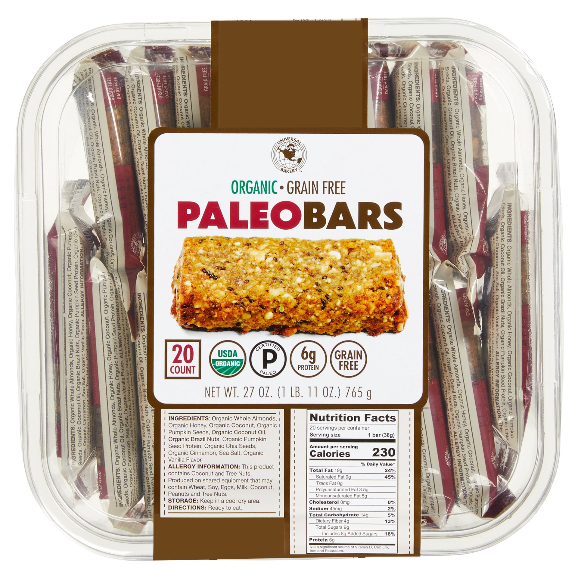 slide 2 of 3, Best Express Foods Universal Bakery Organic Paleo Bars, 20 ct
