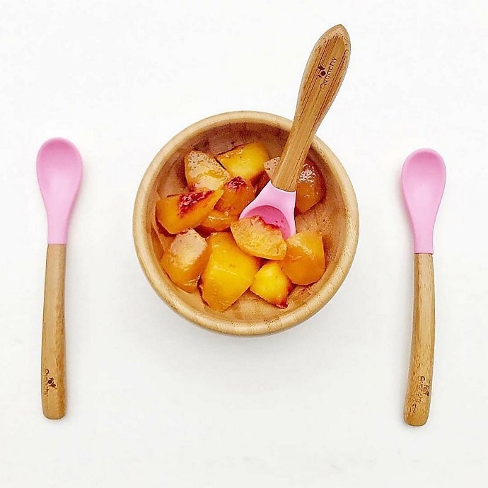 slide 2 of 5, Avanchy Bamboo + Silicone Infant Feeding Spoons - Pink, 5 ct