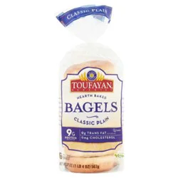 Toufayan Plain Bagels - 20 Oz