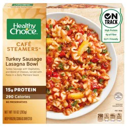 Healthy Choice Café Steamers, Turkey Sausage Lasagna Bowl, Frozen Meal, 10 oz. Bowl