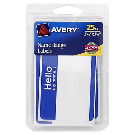 slide 1 of 1, Avery Removable Name Badge Labels Blue Border - Each, 1 ct