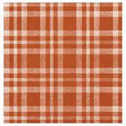 Holiday Home Five Inch Plaid Leaf Cocktail Napkin