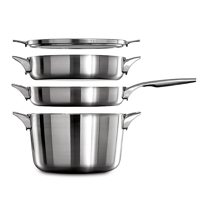slide 2 of 2, Calphalon Premier Space Saving Stainless Steel Sauteuse with Lid, 5 qt