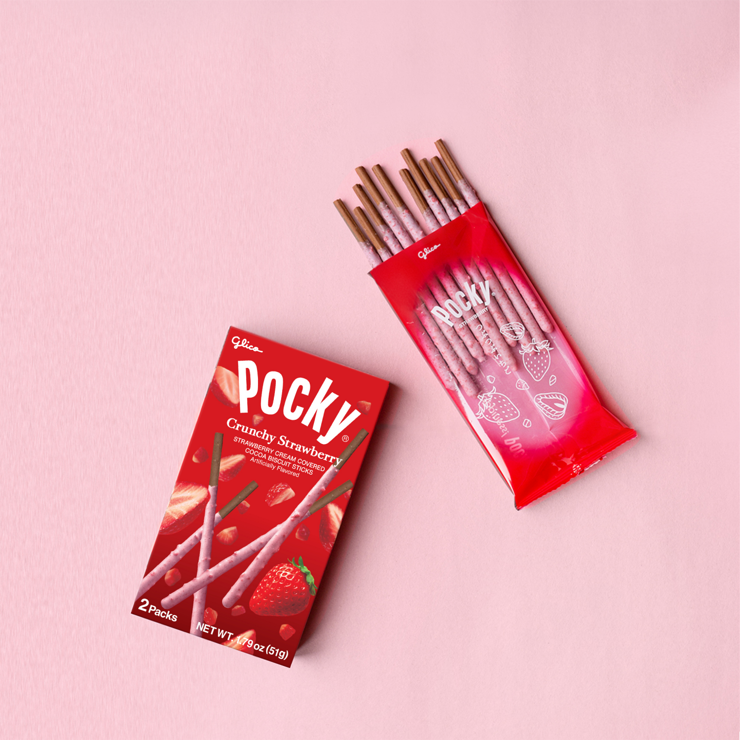 slide 4 of 4, Glico Pocky Strawberry Cream Covered Biscuit Sticks - 1.79oz, 1.79 oz
