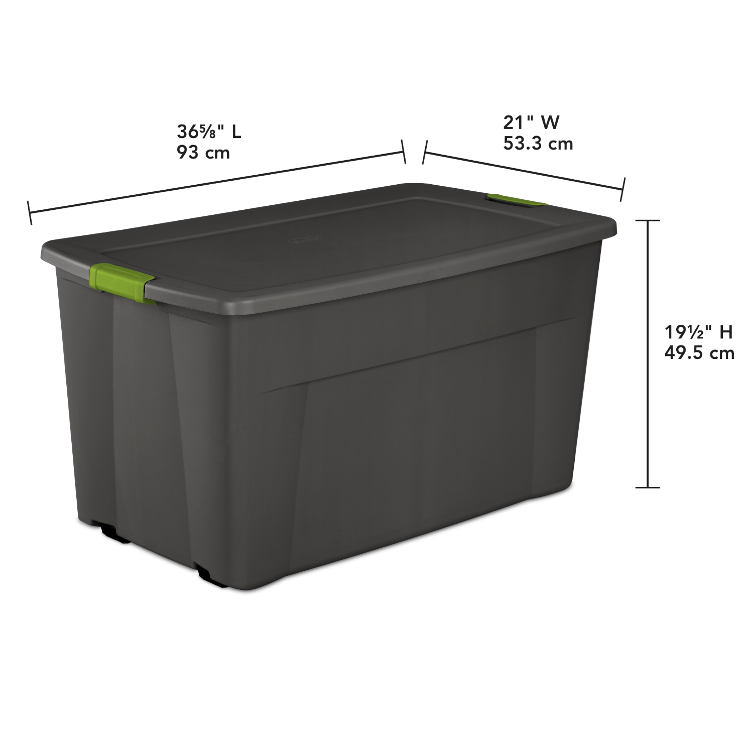 slide 2 of 5, Sterilite Latching Storage Tote - Gray With Green Latch, 1 ct