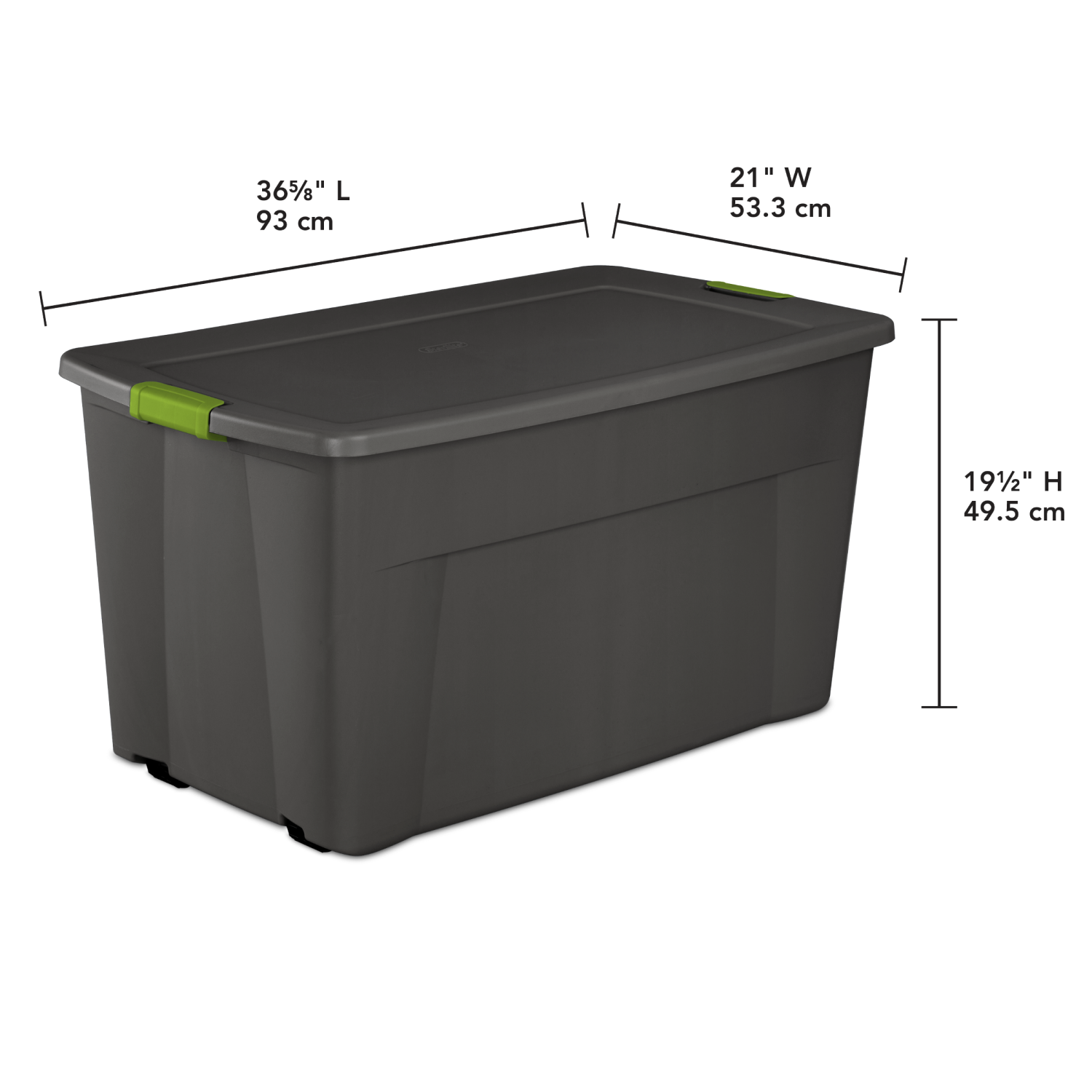 slide 4 of 5, Sterilite Latching Storage Tote - Gray With Green Latch, 1 ct