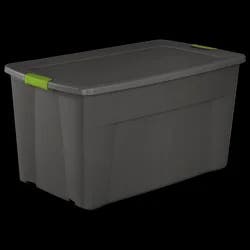 Sterilite Latching Storage Tote - Gray With Green Latch