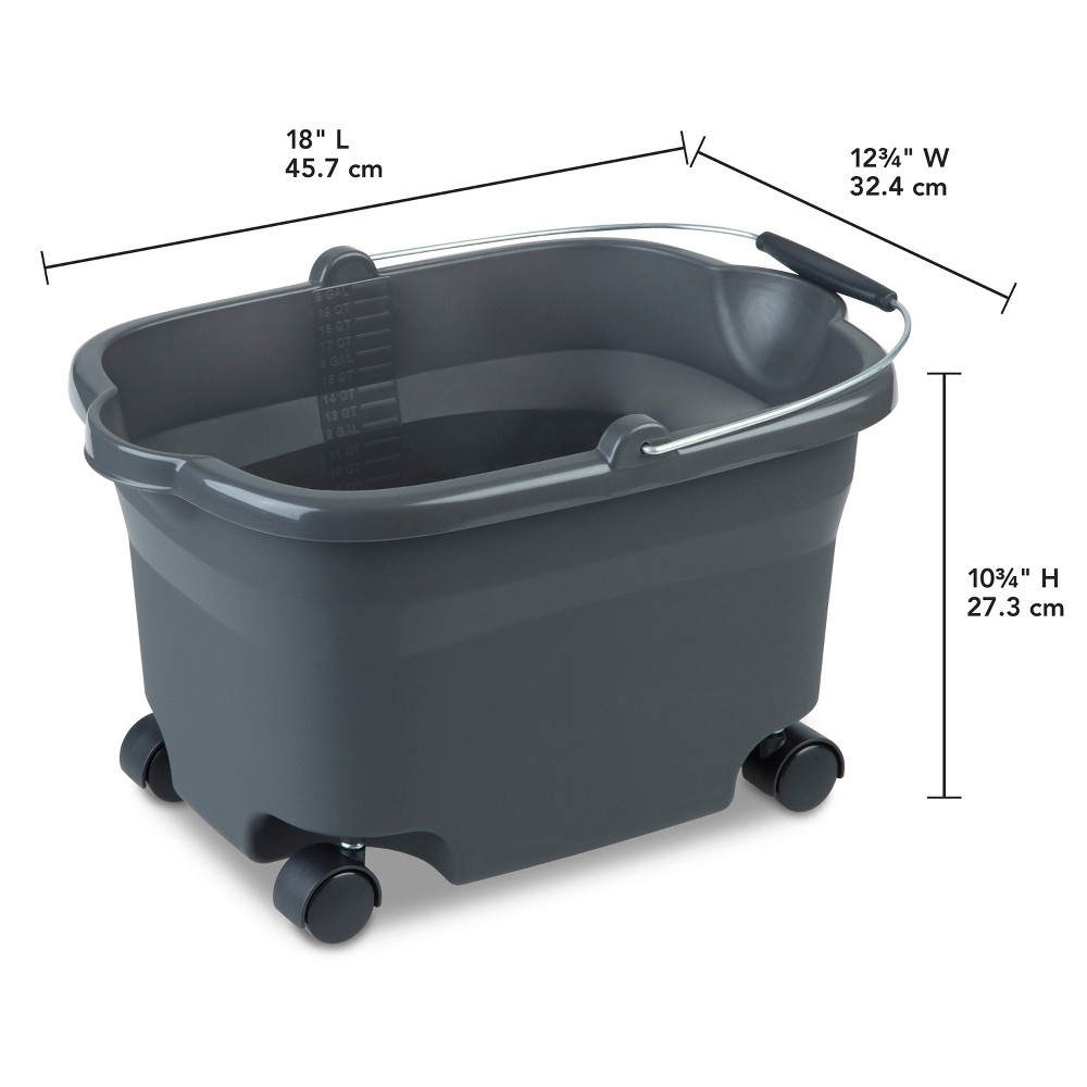 slide 2 of 3, Sterilite Wheeled Bucket Flat Gray, 20 qt