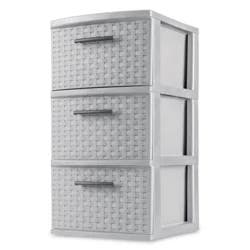Sterilite 3 Drawer Weave Tower Drawers - Cement