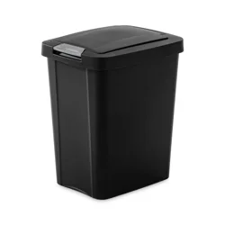 Sterilite Touch Top Wastebasket Black