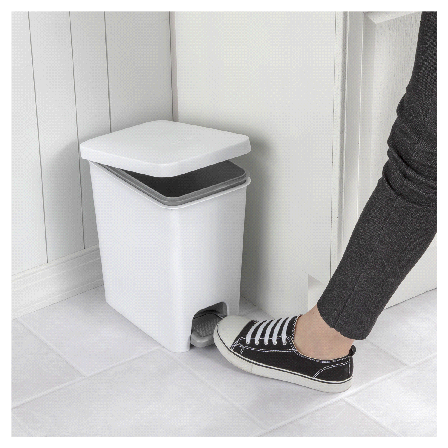 slide 3 of 5, Sterilite Rectangular Step-on Wastebasket Black, 2.7 gal