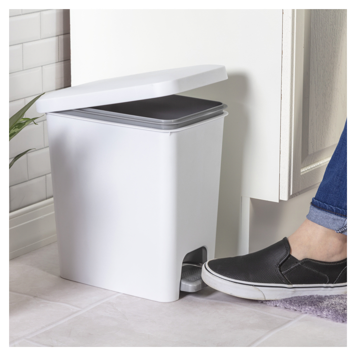 slide 4 of 5, Sterilite Rectangular Step-on Wastebasket Black, 2.7 gal