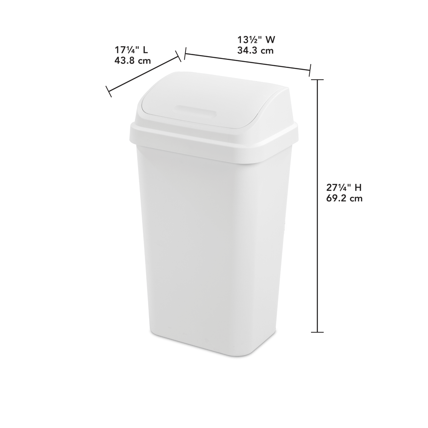slide 2 of 2, Sterilite Swingtop Wastebasket, White, 13 gal