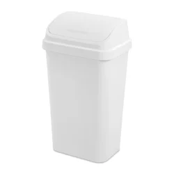 Sterilite Swingtop Wastebasket, White