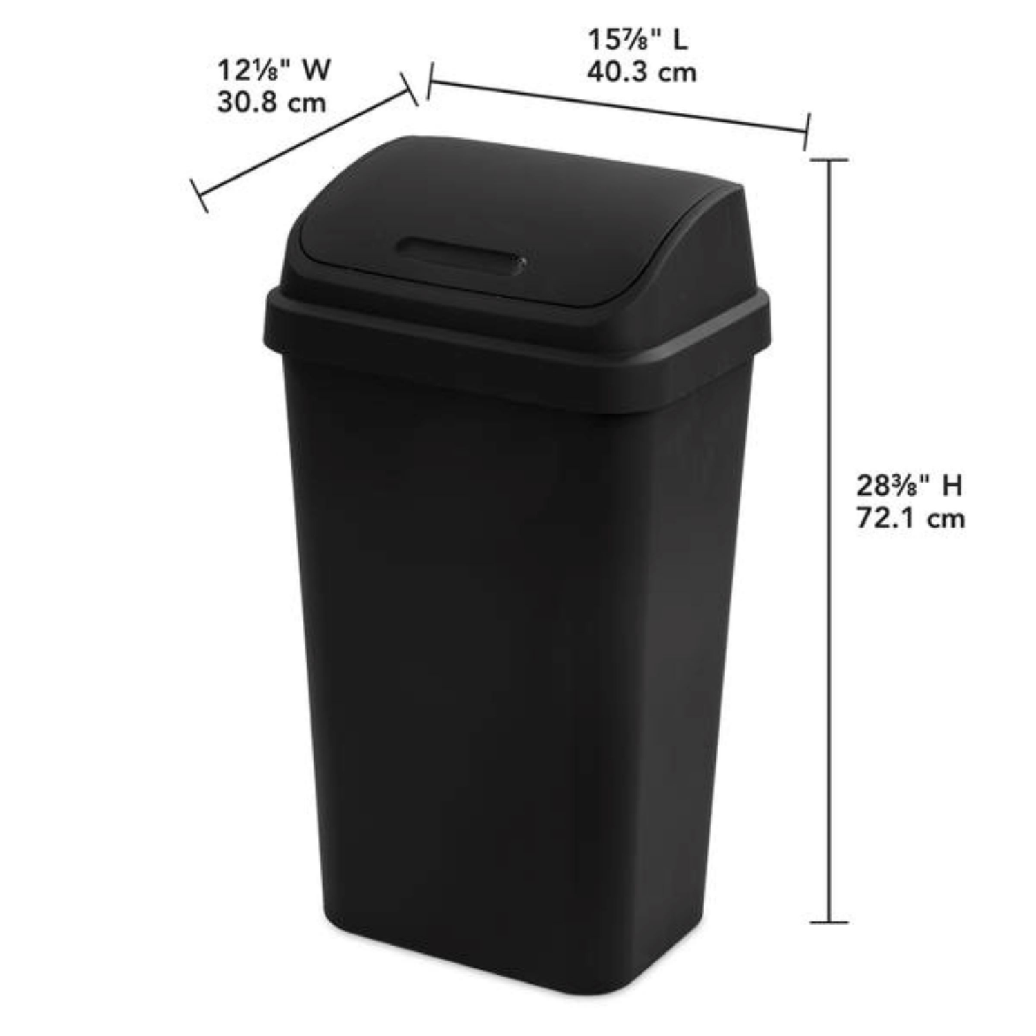 slide 2 of 2, Sterilite Swingtop Wastebasket, Black, 13 gal