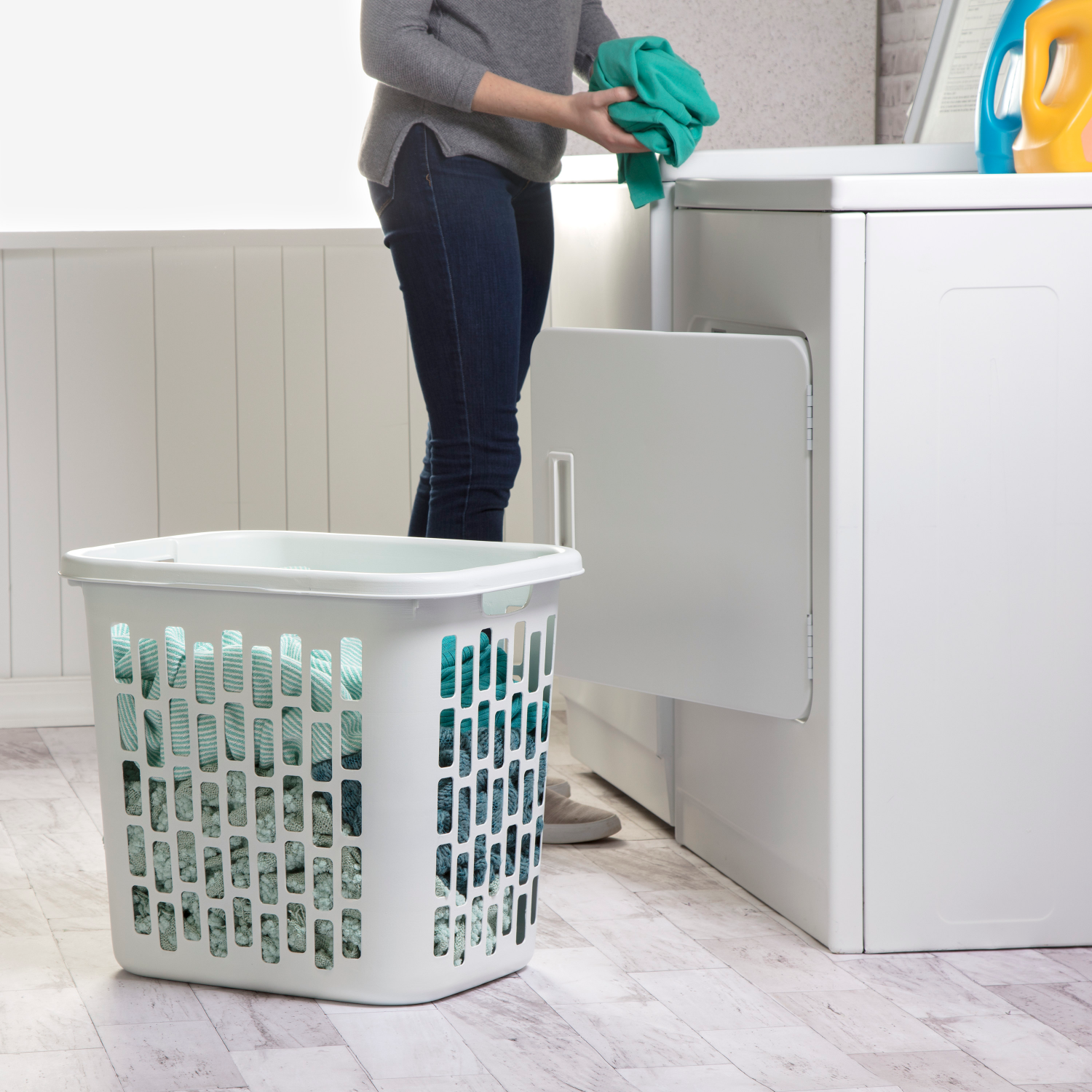 slide 3 of 3, United Solutions Sterilite Easy Carry Hamper White, 1 ct