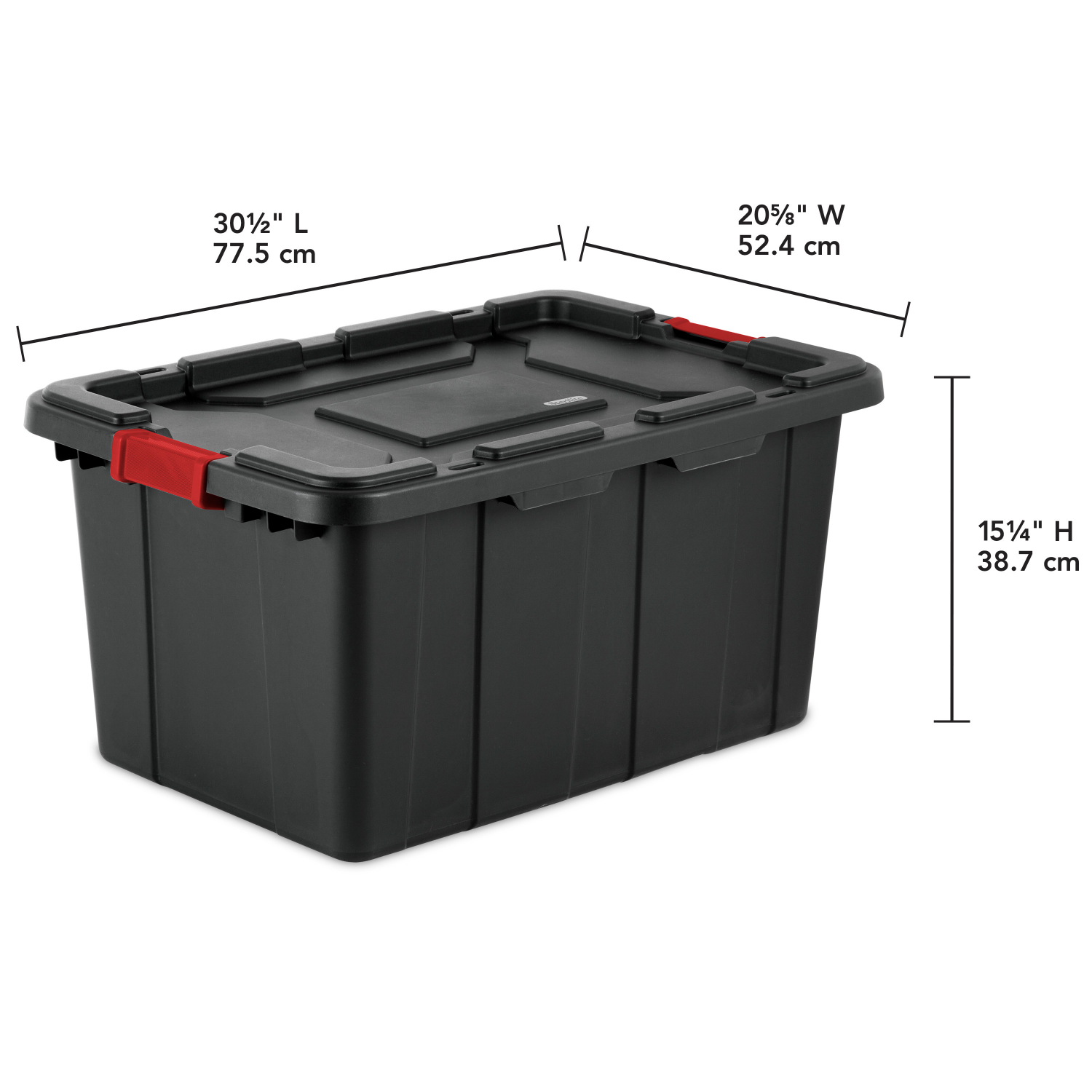 slide 2 of 5, Sterilite Industrial Utility Storage Tote - Black With Red Latch, 108 qt