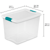 slide 15 of 17, Sterilite Storage Bins with White Lid with Blue Handles, 25 qt