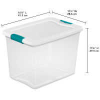 slide 11 of 17, Sterilite Storage Bins with White Lid with Blue Handles, 25 qt