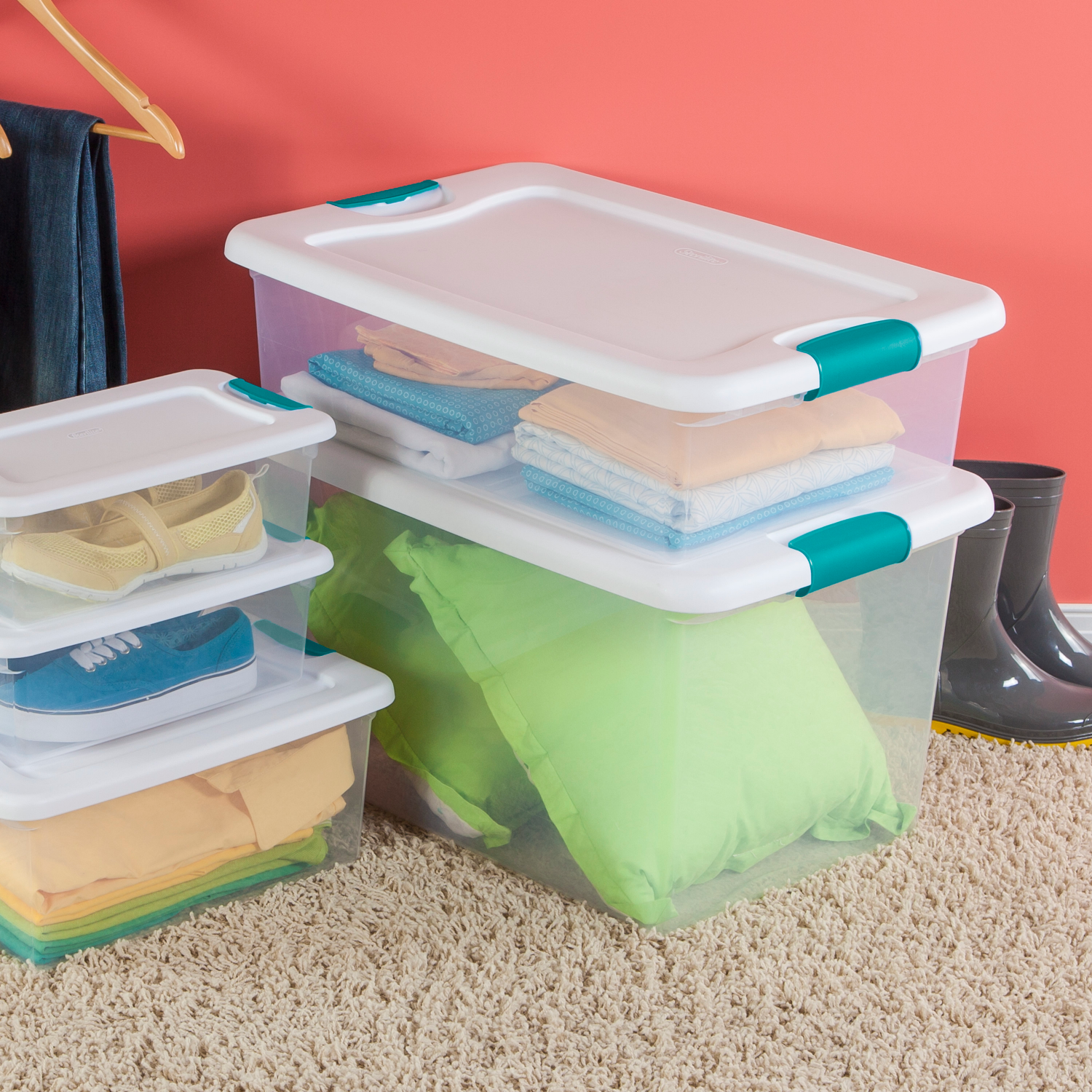 slide 3 of 4, Sterilite Latching Storage Tote - Set of 6, 32 qt