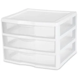 Sterilite Clearview 3-Drawer Wide Organizer 2093 - Clear/White