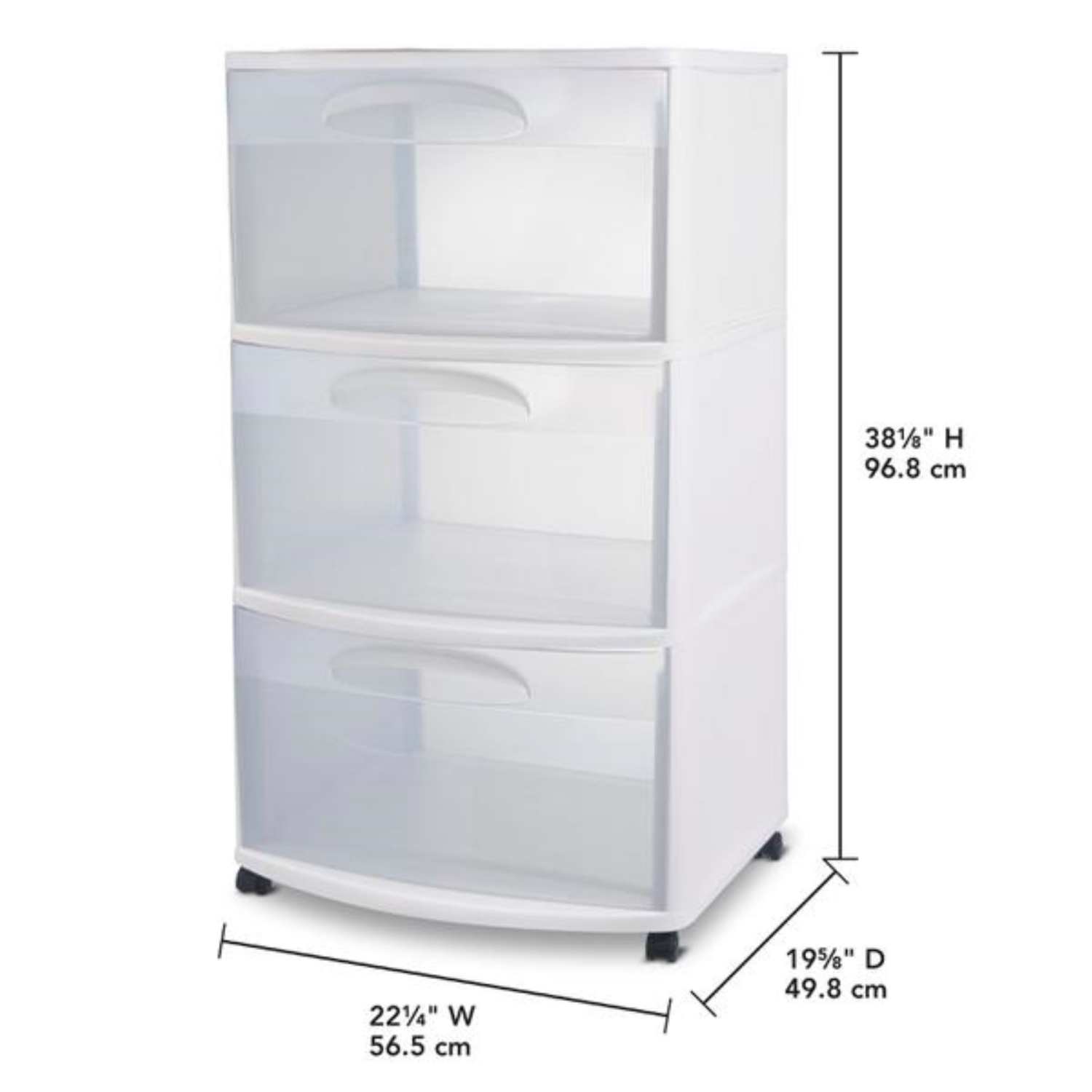 slide 2 of 2, Sterilite Three Drawer Wide Cart with Clear Drawers, 1 ct
