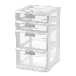 Sterilite 4 Drawer Locking Tower Black