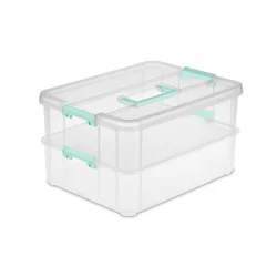 Sterilite Clear Stack & Carry 2-Layer Handle Box 1 ea