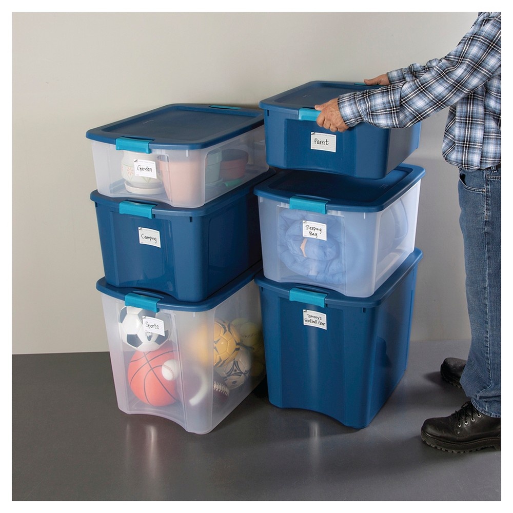 slide 4 of 6, Sterilite Latching Storage Tote - True Blue, 72 qt