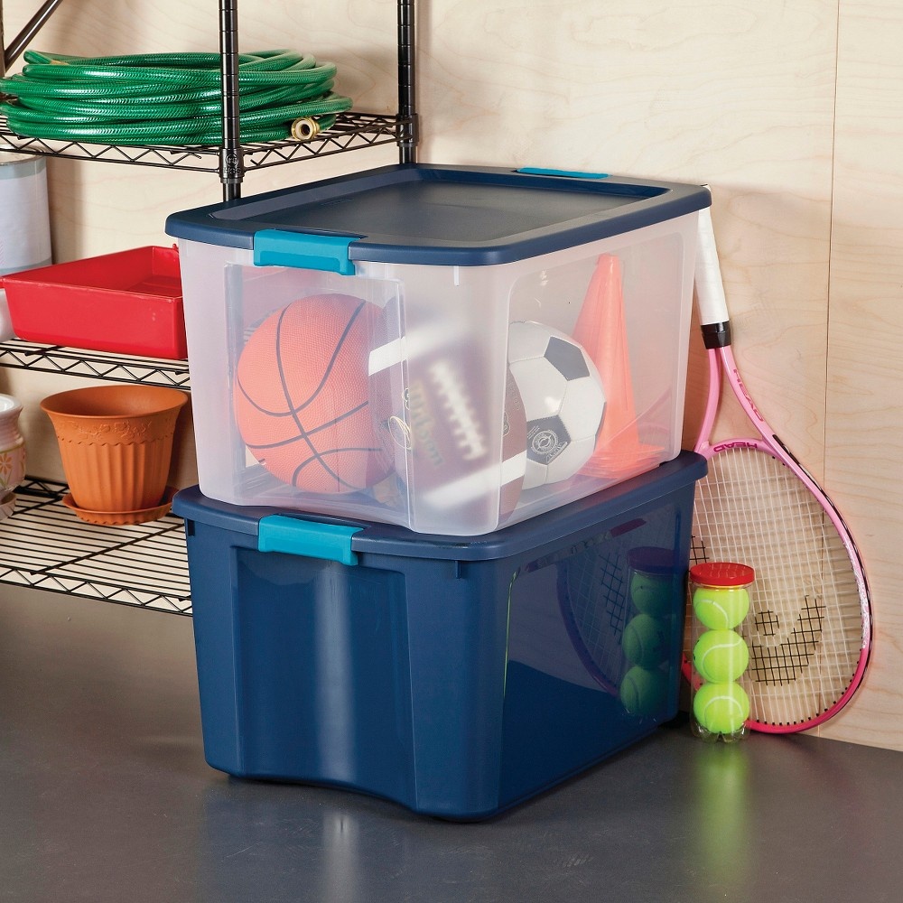 slide 5 of 6, Sterilite Latching Storage Tote - True Blue, 72 qt