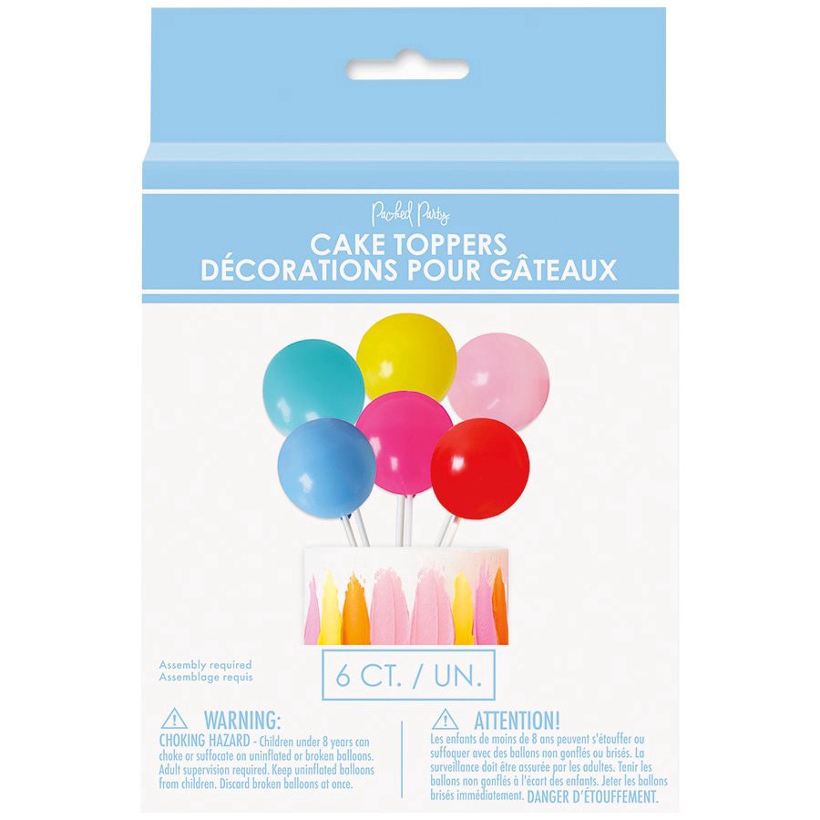 slide 1 of 1, Packed Party Multi Color Balloon Cake Toppers, 6 ct