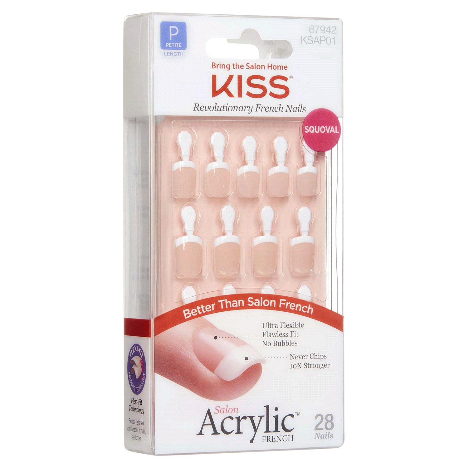 slide 2 of 4, Kiss Salon Acrylic Petite Length Revolutionary French Nails 28 ea, 28 ct