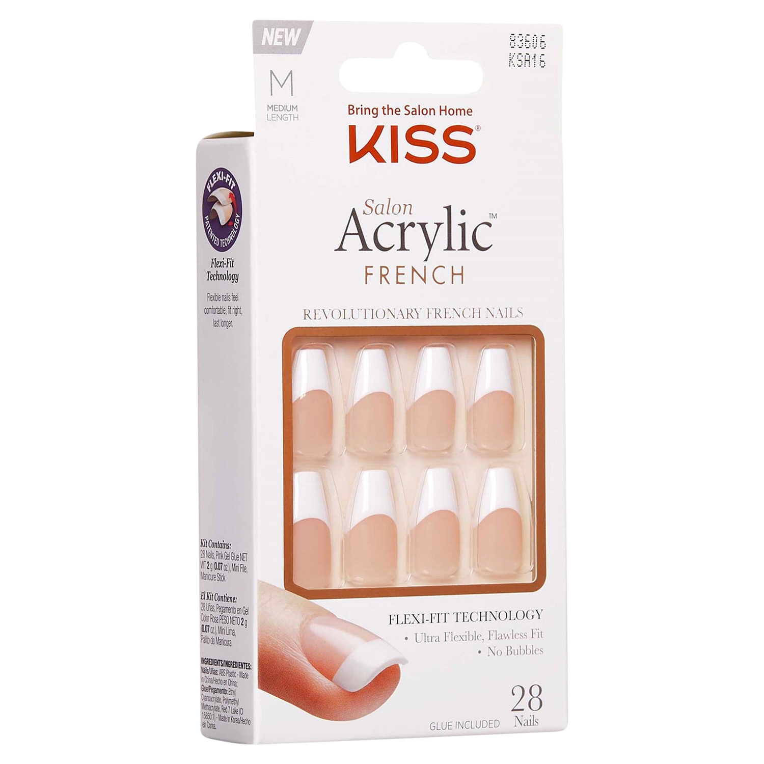 slide 2 of 4, Kiss Salon Acrylic French Medium Nails 28 ea, 28 ct