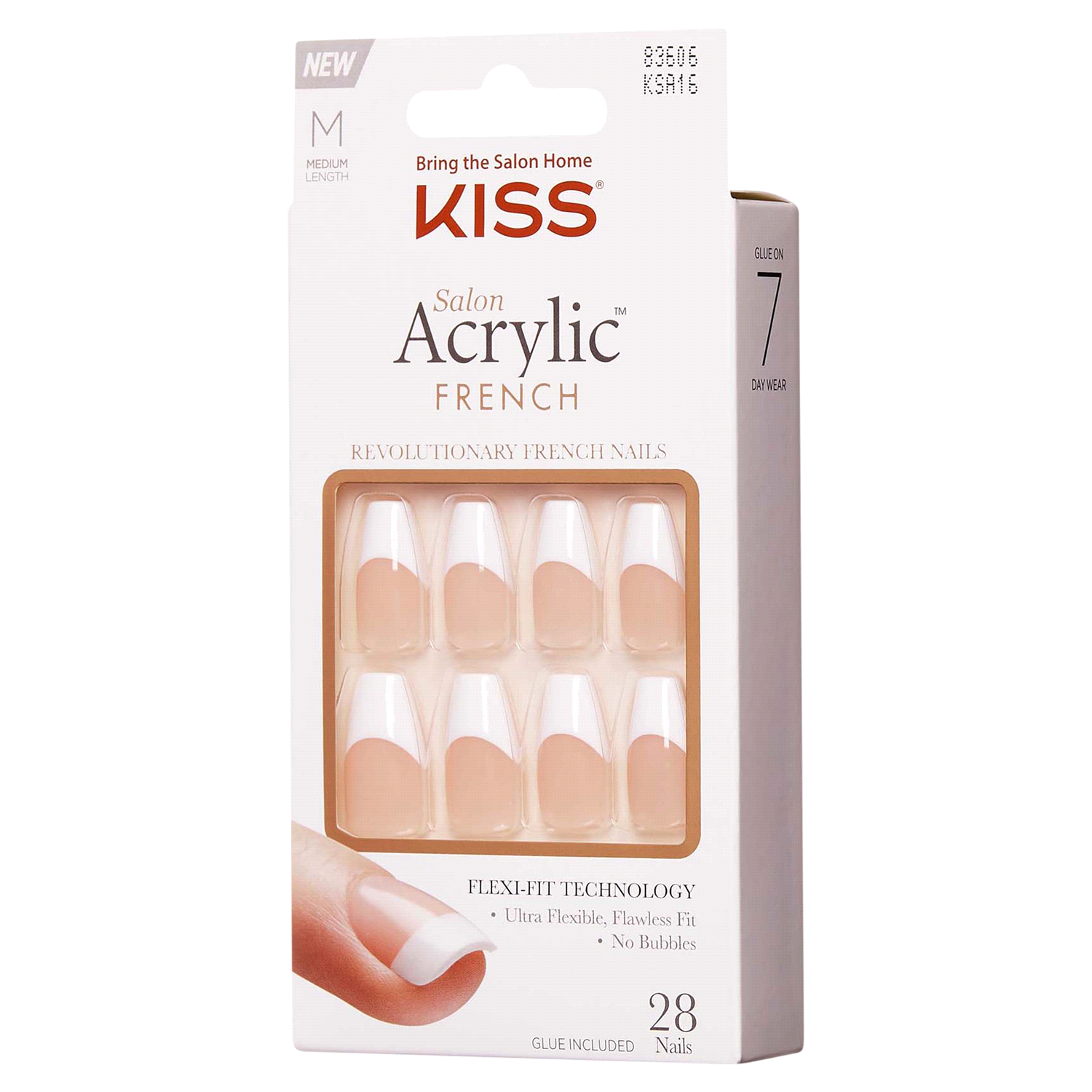 slide 3 of 4, Kiss Salon Acrylic French Medium Nails 28 ea, 28 ct