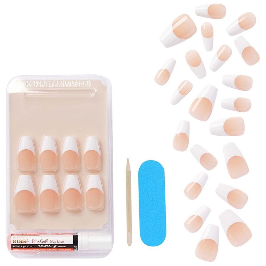 slide 5 of 5, Kiss Salon Acrylic French Medium Nails 28 ea, 28 ct