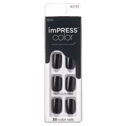 imPRESS All Black Color Nails 30 ea