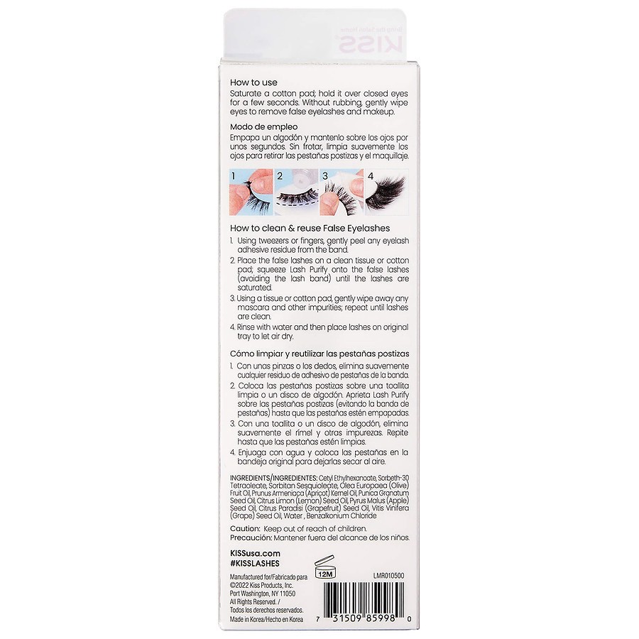 slide 4 of 5, Kiss Lash Purify Eye Makeup Remover and Lash Cleanser, 1.69 fl oz