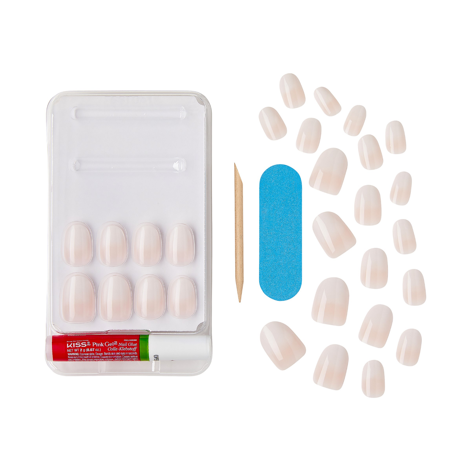 slide 3 of 4, KISS Classy Press On Nails, Players, White French Ombre, Short Oval, 31 Ct., 31 ct