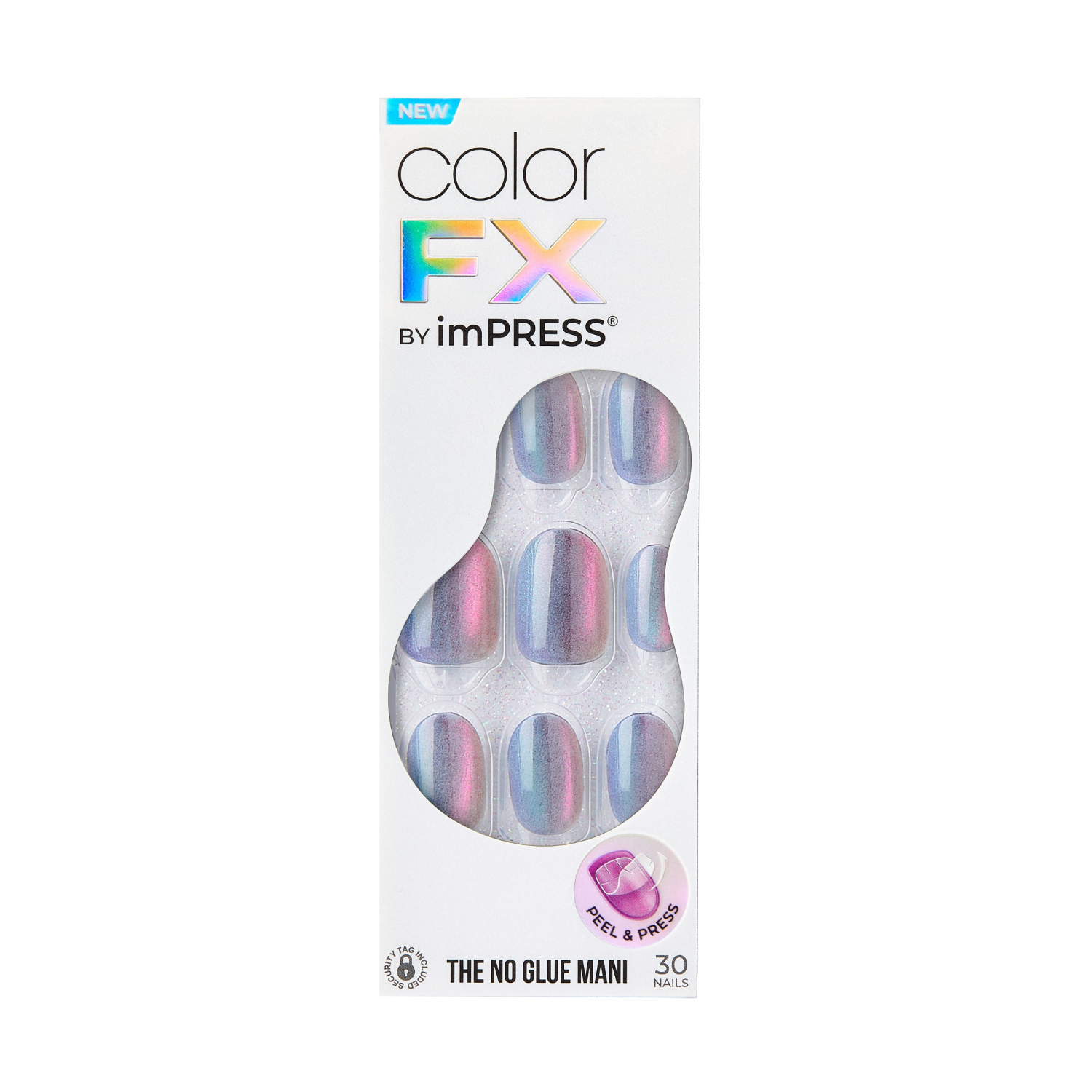 slide 1 of 4, KISS colorFX by imPRESS Press On Nails, No Glue Needed, Silver, Short, Squoval Shape, 33 Ct., 33 ct